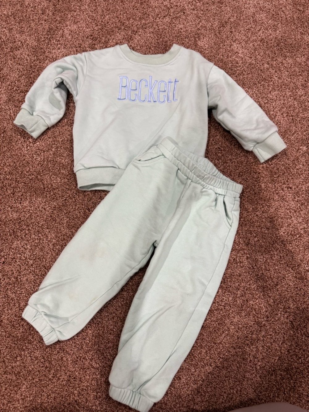Personalized (Beckett) Seafoam Green Kids' Sweatpants & Sweatshirt Set -